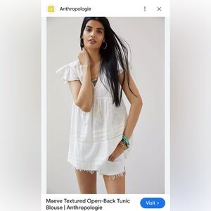 Anthropologie, Maeve Textured Open-Back Tunic Blouse